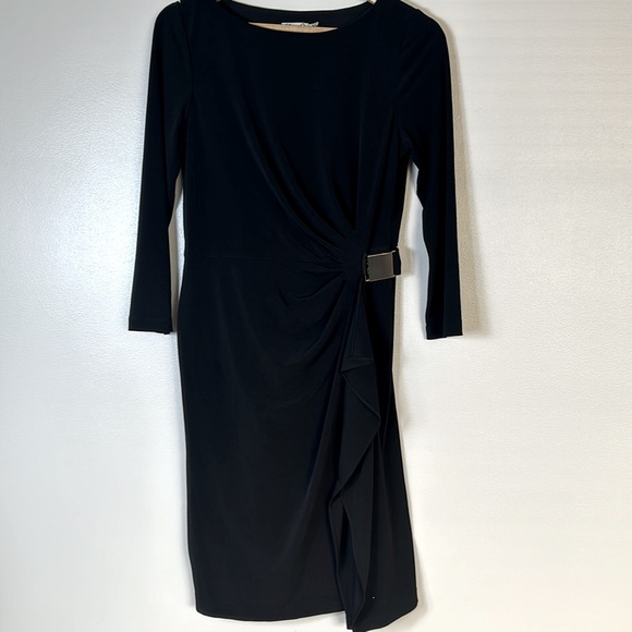 Eliza J Black Stretch Long Sleeve Midi Dress - Picture 1 of 11